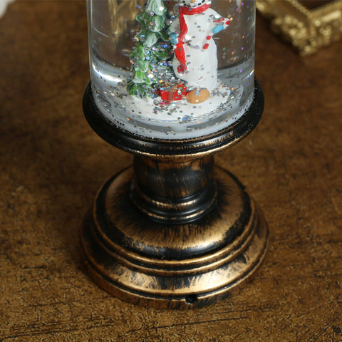 Christmas Musical Snow Globe Candlestick Lantern with Snowman Scene for Christmas Decoration - SINT