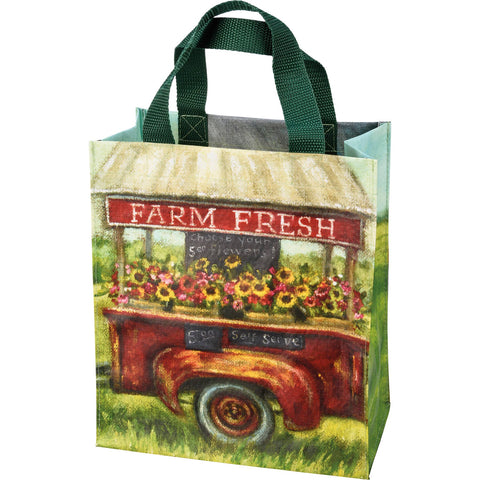 Flowers Daily Tote, 8.8"x10.3"x4.8" - Primitives by Kathy