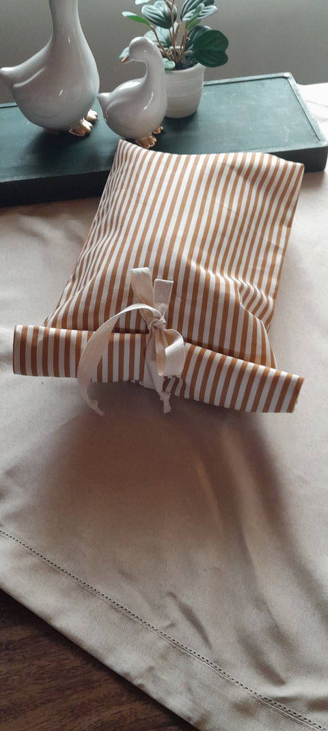 Waterproof Lined Bread Bag: Ochre Stripe - Keetna Farm Goods