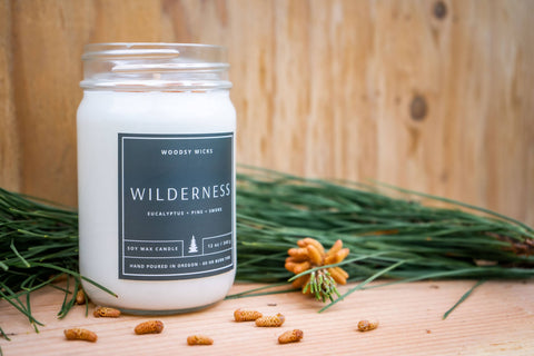 Wilderness, 12 oz Soy Wax Candle, Cotton Wick - Woodsy Wicks
