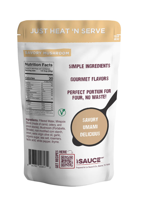 Savory Mushroom Gourmet Gravy, 4 Servings, 8.8 oz - Sauce Le Sauce & Co