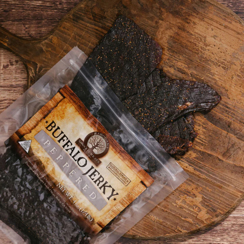 Black Peppered Buffalo Jerky, All-Natural, 3 oz - Mahogany Smoked Meats