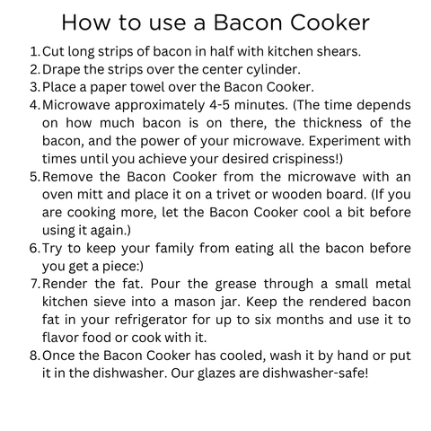 Ceramic Bacon Cooker,  Individual Serving Size in Teal - Sawdust and Clay