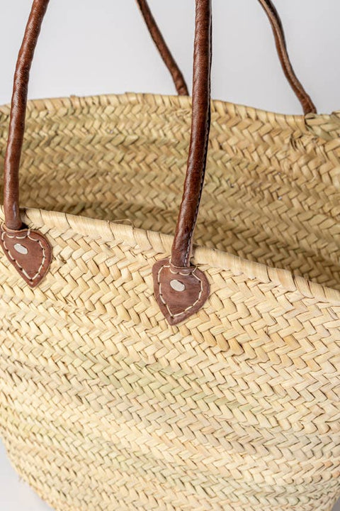 Moroccan Woven Palm Shopping Basket - Verve Culture