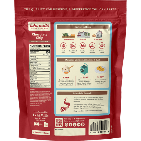 Chocolate Chip Cookie Mix, 2 lb Pouch - Lehi Mills
