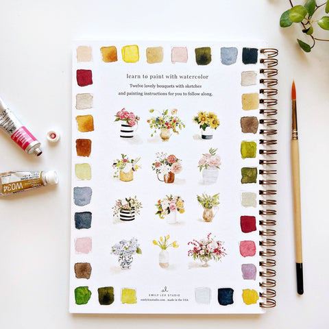 Bouquets Watercolor Workbook - Emily Lex Studio