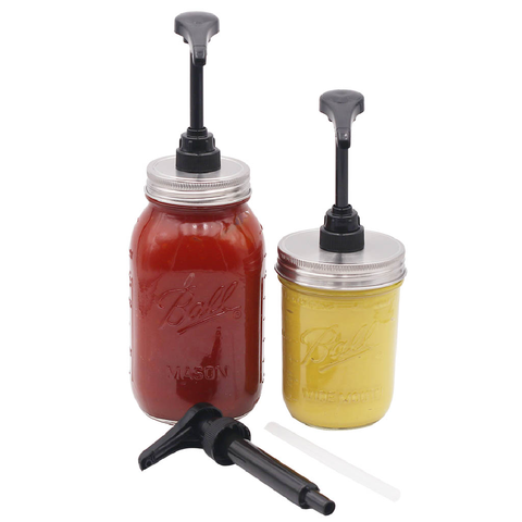 Food Grade Dispenser Pump for Mason Jars: Brushed Satin Lid - Wide mouth - Mason Jar Lifestyle