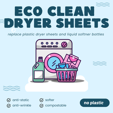 Dryer Sheets - Eco Clean - 50 Large Sheets, Unscented - Symbiotic Products LLC