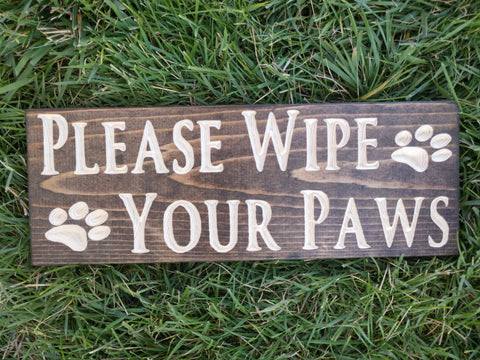 Please Wipe Your Paws Sign - Espresso/Natural - Knotty Pine Woodworks