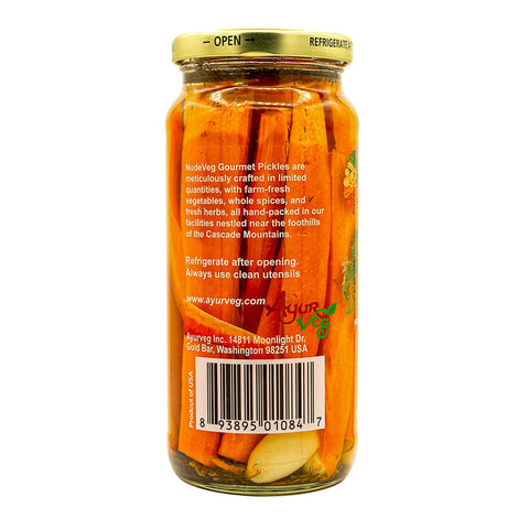 Spicy Pickled Carrots, 16 oz Handcrafted - Ayurveg | NudeVeg