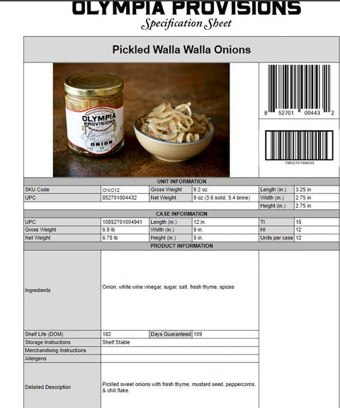 Pickled Sliced Onions, 8.5 oz - Olympia Provisions