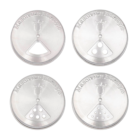 Stainless Steel Spice Lids: Regular Mouth - Pack of 4 - Mason Jar Lifestyle