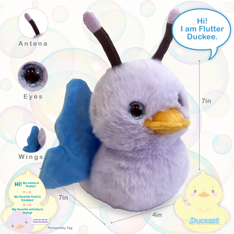 Flutter Duckee Butterfly Plush, 7" - Beverly Hills Teddy Bear Company