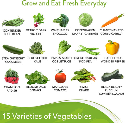 15 Vegetable Seeds Variety Pack - Heirloom, Non GMO - Homegrown Garden