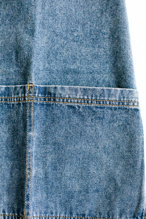 Washed Denim Apron: Dark Blue - Fodory