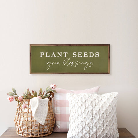 Plant Seeds Grow Blessings, Green, 12"x4", Wall Art - Kendrick Home