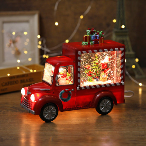 Christmas Red Gift Truck Snow Globe Lantern - SINT