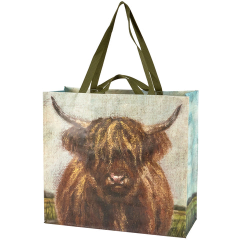 Highland Cows Shopping Tote, 19.5"x17.5"x7" - Primitives by Kathy