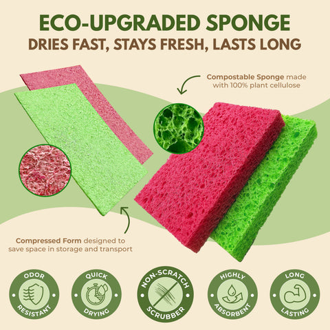 16 Pack Dish Sponges, Biodegradable, Multicolor - AIRNEX