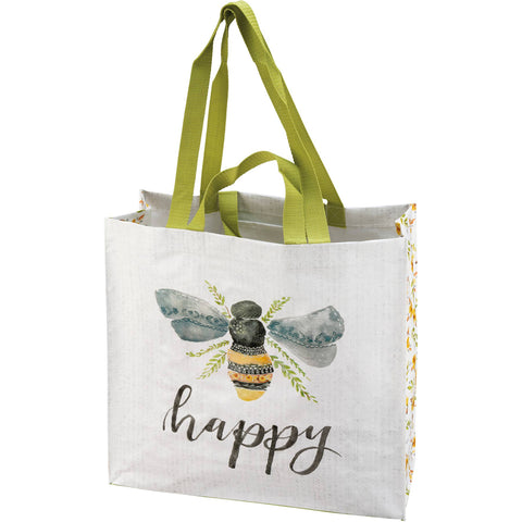 Bee Happy Market Tote, 15.5"x15.3"x5.8" - Primitives by Kathy