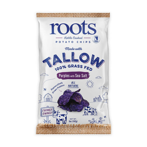 Tallow Purple Sea Salt Kettle Cooked Potato Chips, 5 oz Bag - Roots Potato Chips