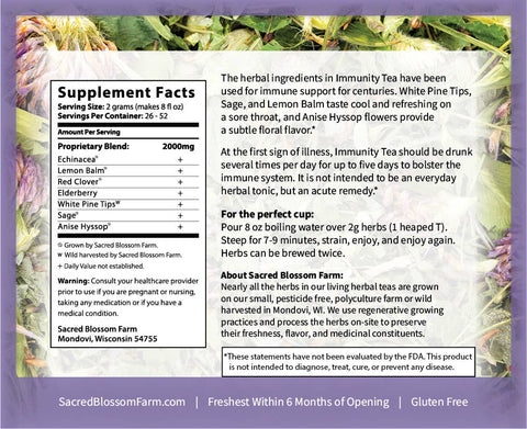 Immunity Herbal Tea, 1.9 oz - Sacred Blossom Farm