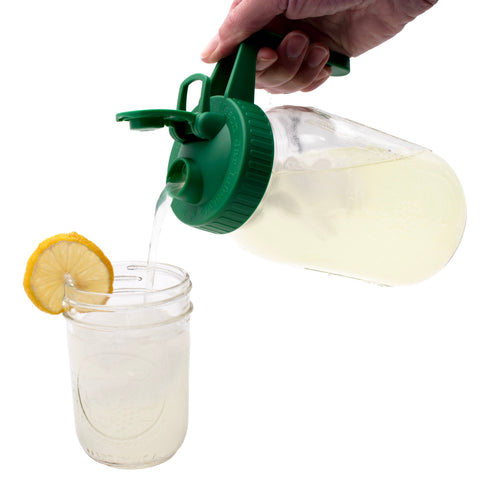 Wide Mouth Pour & Store Pitcher Lid with Handle: Leaf Green - Mason Jar Lifestyle