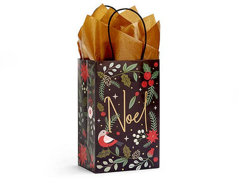 Holiday Botanicals Paper Christmas Gift Bags: Rose 5.25x3.50x8.25 in - Nashville Wraps