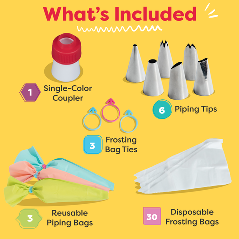Frosting Kit for Decorating - Single Color Piping Bag Set - Baketivity Corp