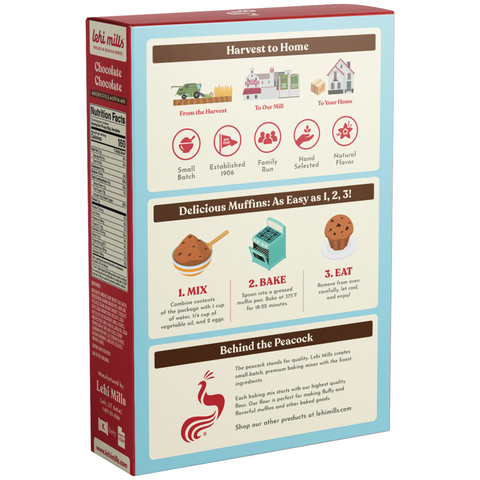 Lehi Mills - Chocolate Chocolate Muffin Mix: 18oz Box