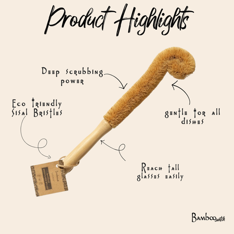 XL Natural Drinkware & Bottle Brush, 12.5"x2.45" - Bamboo Switch