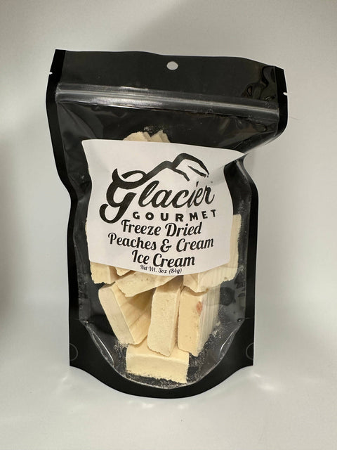 Freeze Dried Peaches & Cream Ice Cream, 3oz Bag - Glacier Gourmet