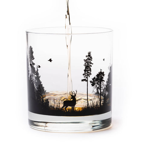 Forest Animals Whiskey Glasses, 11 oz, Single - Black Lantern