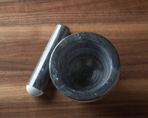 Marble Mortar and Pestle, Black, 4" - Fox Run Brands