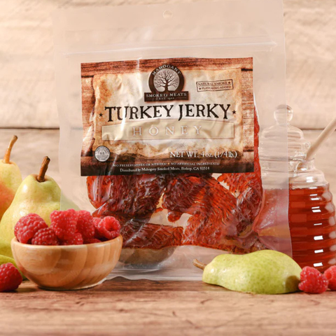Honey Turkey Jerky- All-Natural, Mild, 4oz - Mahogany Smoked Meats