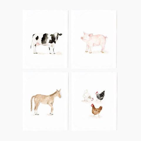 Farm Animals Assorted Notecards, Set of 8 - Emily Lex Studio