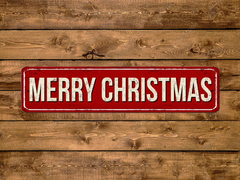 Merry Christmas, 3x12in Street Sign - Game Time Prints