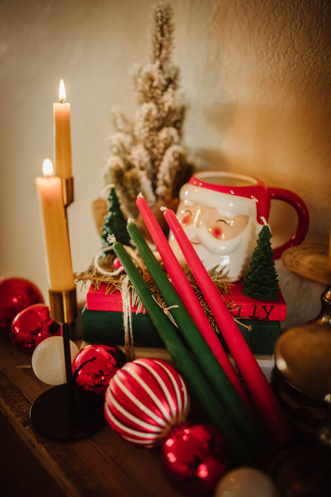 Beeswax 10" Taper Candle: Red - The Holton Homestead