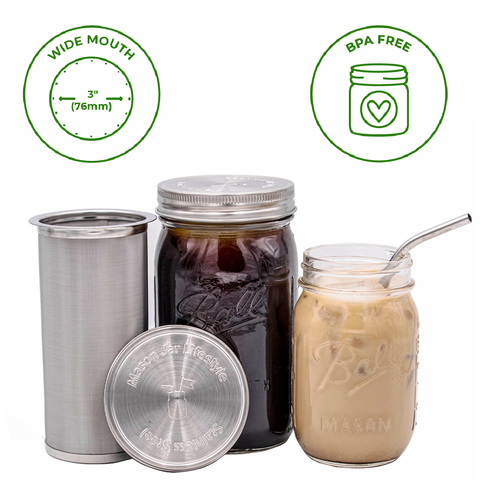 Cold Brew Coffee and Tea Maker Stainless Steel Filter Kit: Half-gallon - Mason Jar Lifestyle
