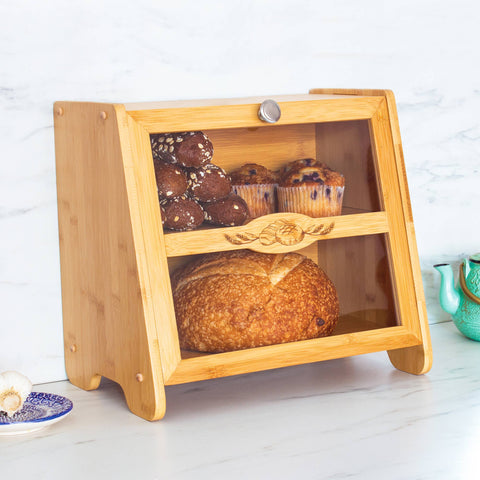Double-Layer Farmhouse Bread Box - Totally Bamboo