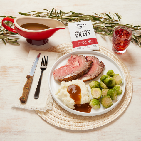 Classic Beef Bone Broth Gravy with Sea Salt and Herbs, 0.88 oz - Kinder's Sauces & Seasonings