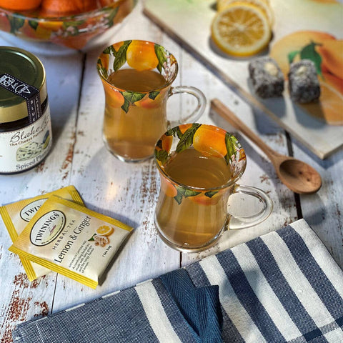 Lemons Coffee and Tea Glass Mugs, Set of 4, Fluted Top