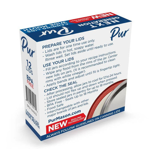 Wide Mouth Canning Lid, Box of 12 (No Band) - Pur Mason