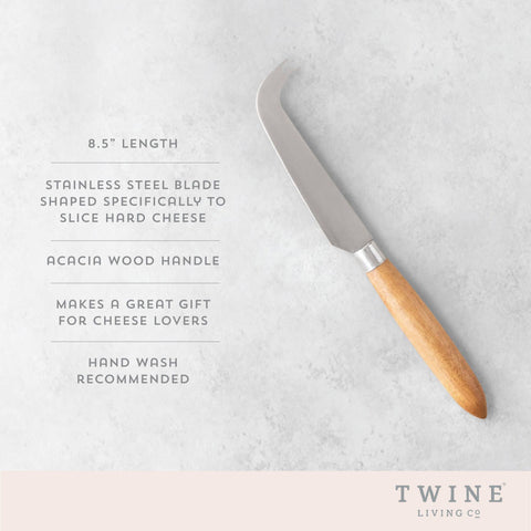 Acacia & Stainless Steel Cheese Knife, Hard Cheeses - Twine