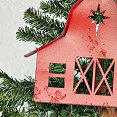 Vintage Red Barn Metal Ornament - Holiday Depot Inc.