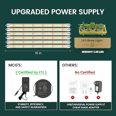 6 Pk EASY GROW, 4000K LED Full Spectrum Grow Lights - My City Garden