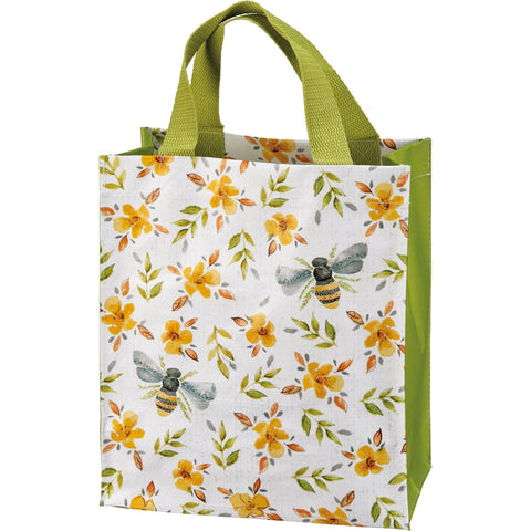 Floral Bees Daily Tote, 8.8"x10.3"x4.8" - Primitives by Kathy