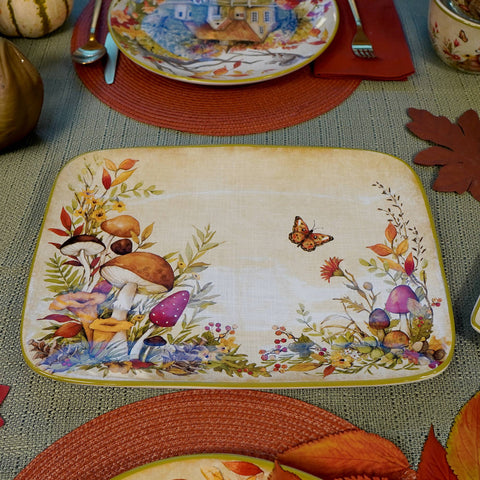Woodland Critters Fall Rectangular Platter, 14"x10" - Certified International