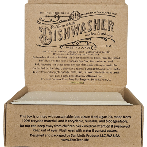 Eco Clean Dishwasher Sheets, 100 Loads - Symbiotic Products LLC
