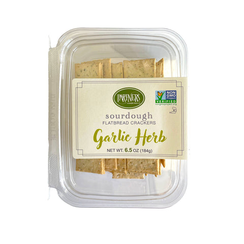 Sourdough Garlic Herb Flatbread Crackers - Partners Crackers